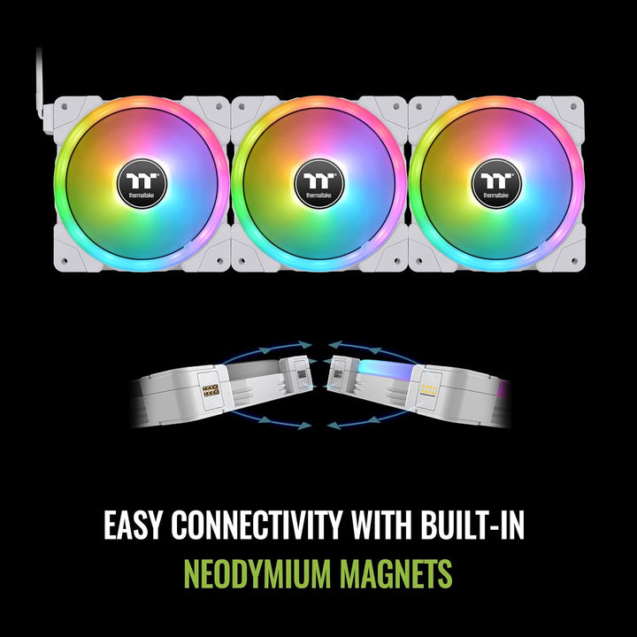 Thermaltake SWAFAN EX 12 RGB PC Lüfter weiss, 3 Stück, 500~2000 U/min, Magnetanschluss, umkehrbare F