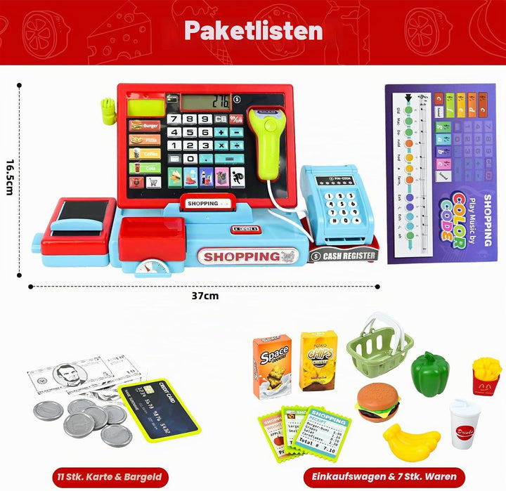 Joellfuner Elektronische Spielzeug Kasse mit Rechnerfunktion, Registrierkasse Supermarktkasse Spielz