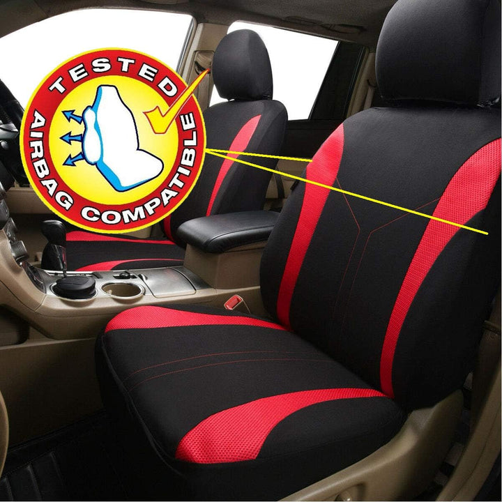 Flying Banner Fashion Mesh Universal Passform entworfen Auto Sitzbezüge Set (Vordersitze, Rot und Sc
