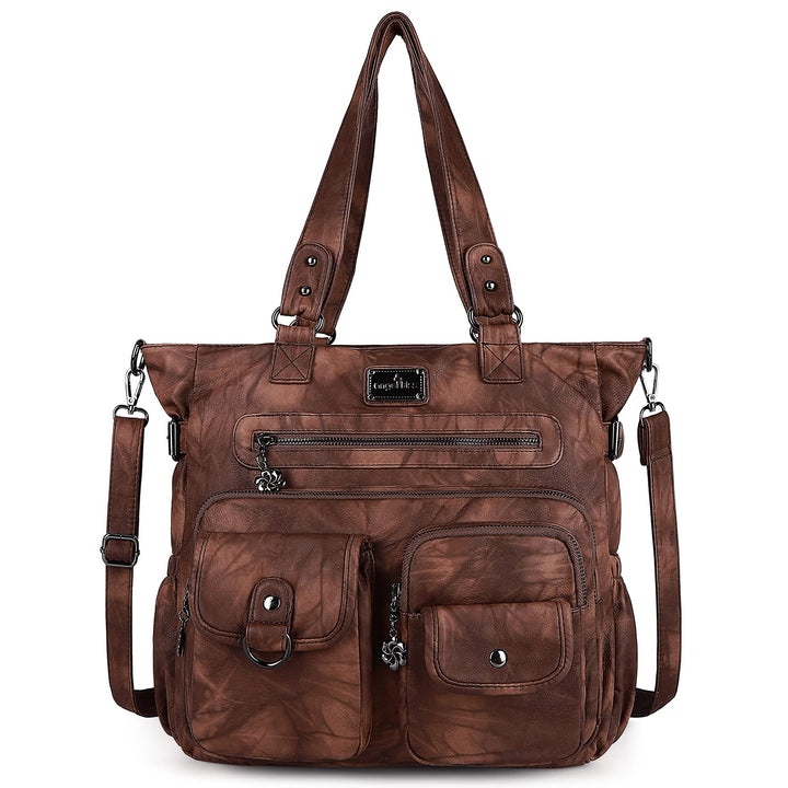 Angel Kiss Handtasche Damen Schultertasche Multifunktionale Umhängetaschen Gewaschenes Veganes Leder