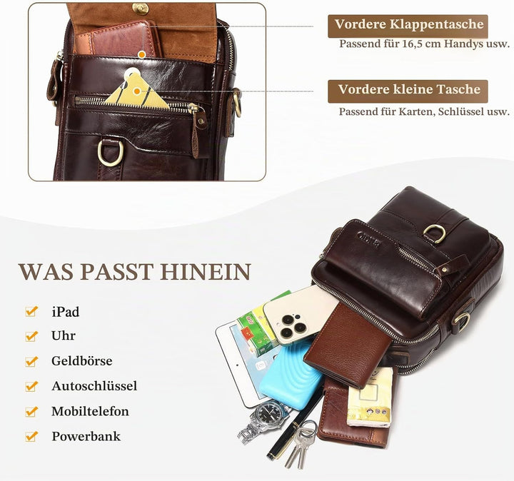 BAIGIO Schultertasche Herren Umhängetasche Leder Herrentasche Vintage Crossbody Messenger Bag für Ar