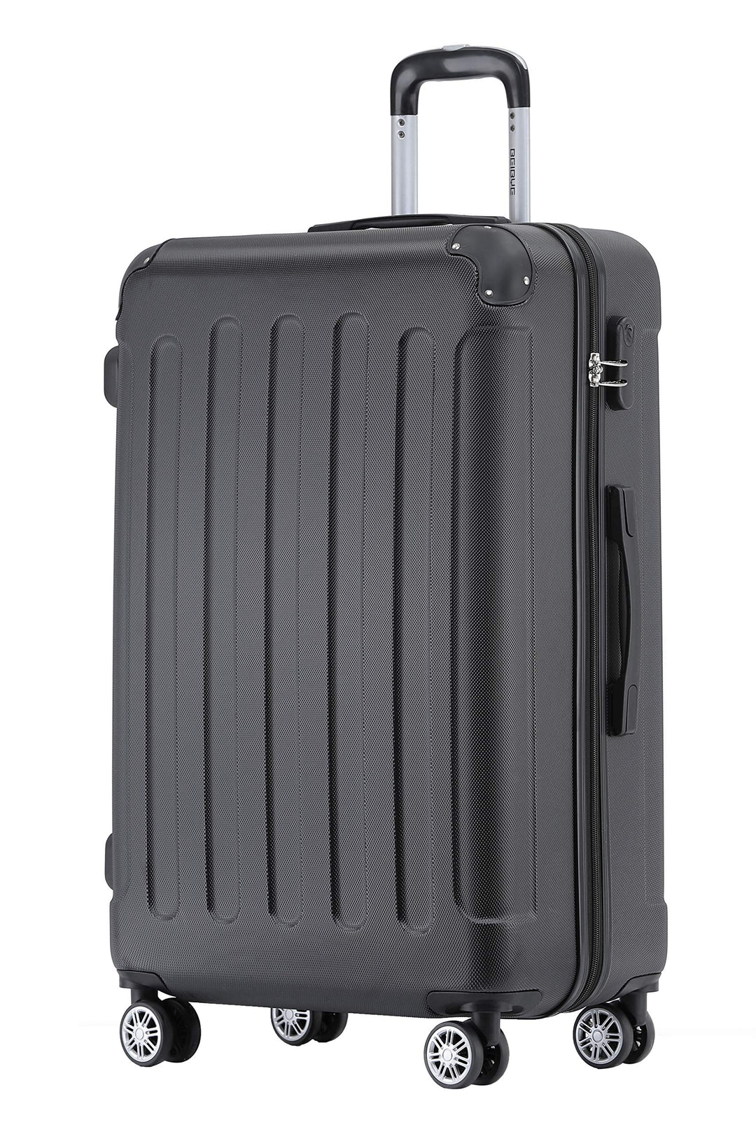 BEIBYE Zwillingsrollen Hardcase Reisekoffer Koffer Trolleys Hartschale in XL-L-M in 14 Farben (Schwa
