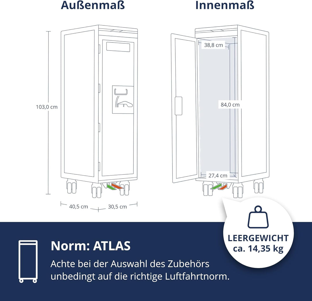 VanDeBord Airline Trolley Uni Neu Weiss mit Glastür, Original Flugzeugtrolley, Flugzeug Servierwagen