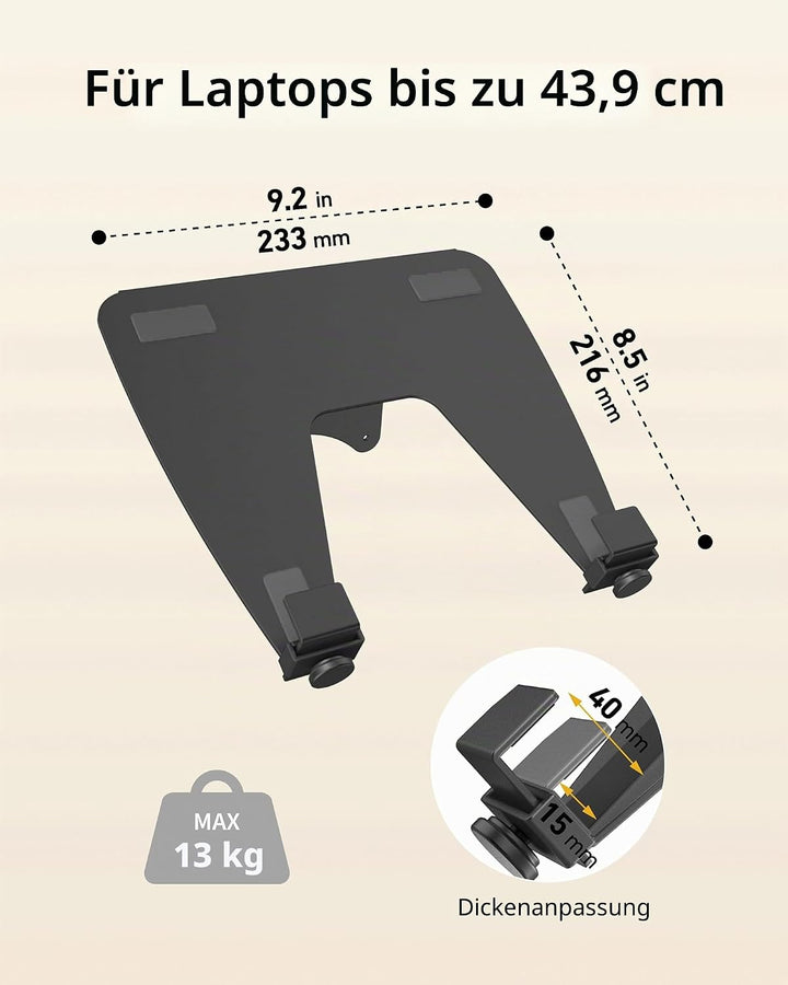 Ergounion VESA Laptop Adapter für Monitorarm – 100 x 100 mm VESA Laptop Halterung – Armhalterung für
