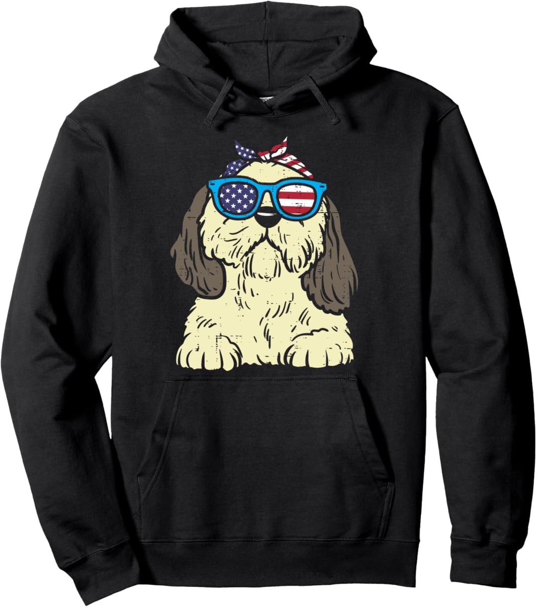 Shih Tzu Bandana American USA 4th Of July Fourth Dog Women Pullover Hoodie