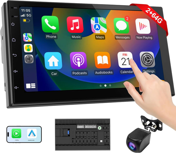 7 Zoll 2Din CarPlay Bildschirm,für Apple CarPlay & Android Auto,Rückfahrkamera, Mirror Link, Bluetoo