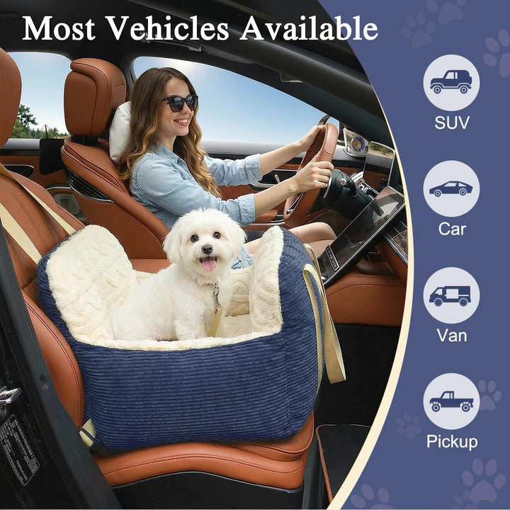 Pawaboo Hund Autositz, Hund Booster Autositz für Klein Hunde, Welpensitz für Auto mit Fest Schnalle