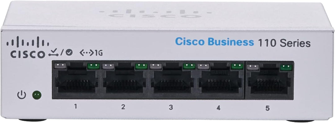 Cisco Business CBS110-5T-D Unmanaged Switch | 5﻿ ﻿GE-Ports | Desktop | Ext. Netzteil | Begrenzter Le