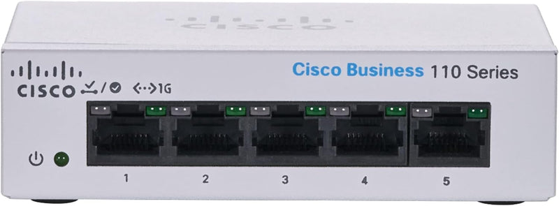 Cisco Business CBS110-5T-D Unmanaged Switch | 5﻿ ﻿GE-Ports | Desktop | Ext. Netzteil | Begrenzter Le