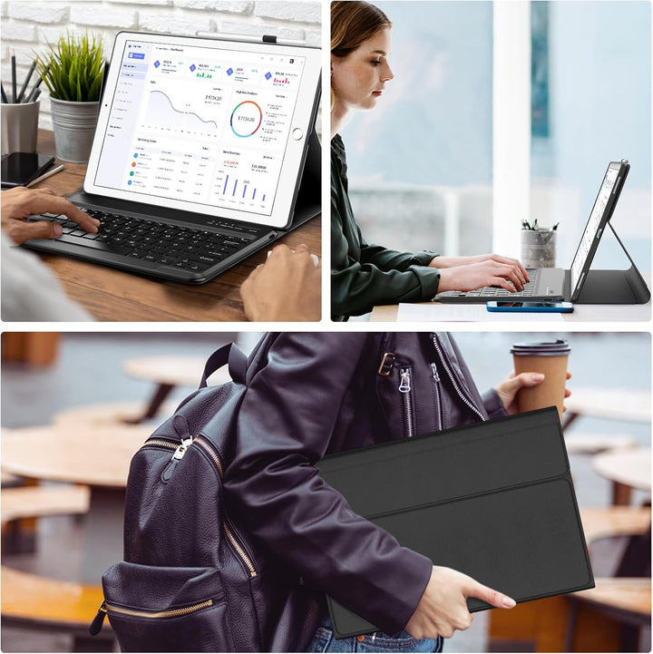 Tastatur Hülle für iPad Pro 12.9 Zoll 1./2. Generation (2017/2025), Schwarz | Deutsches QWERTZ Layou