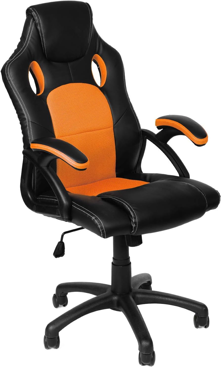 Gamer Stuhl Gaming Schreibtischstuhl Chefsessel Bürostuhl Ergonomisch, Orange, 9 Farbvarianten, gepo
