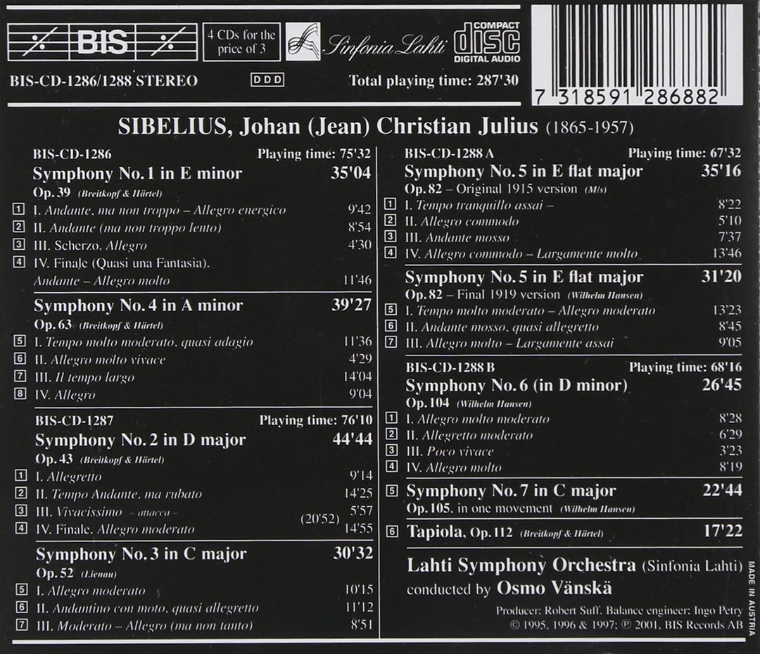 Sämtliche Sinfonien (Ga), Audio-CD