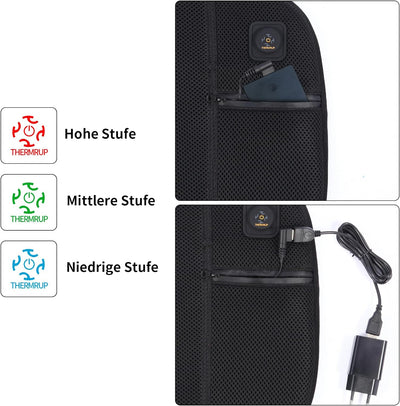 Thermrup Mobiles Beheizbares Sitzkissen USB-Betrieb mit 3-stufiger Temperaturregelung für Zuhause un