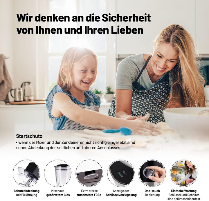 Küchenmaschine Lauben Kitchen Machine 1200BC mit Kupfermotor und Ganzmetall-Getriebe, 1200W, Mixer a