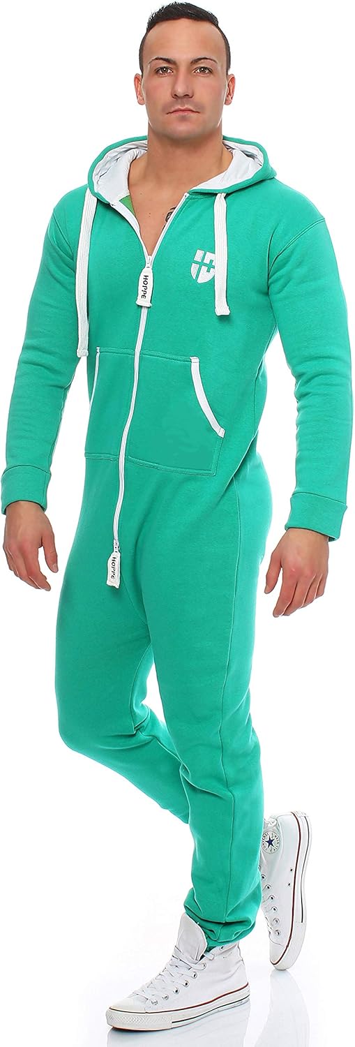 Herren Jumpsuit – Weicher & Bequemer Hausanzug XXL grün (green), XXL grün (green)
