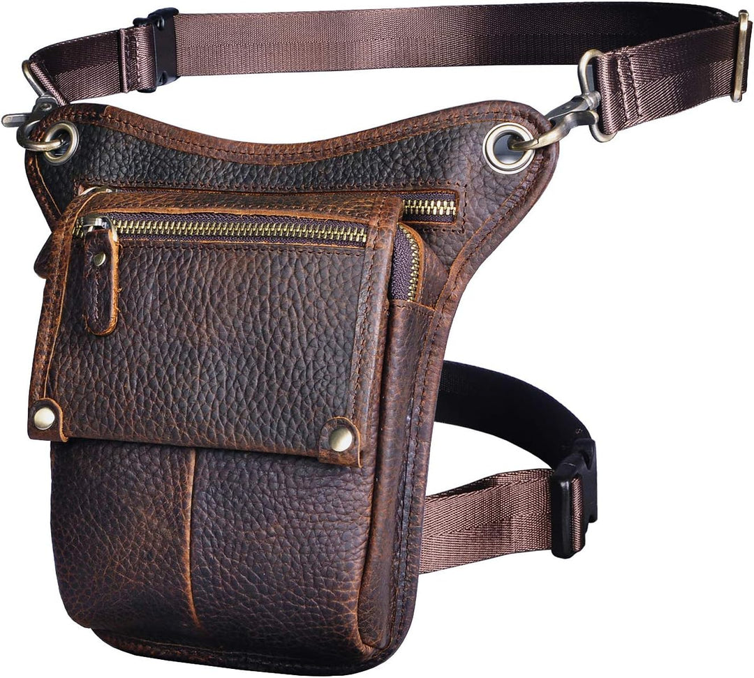 Le'aokuu Herren Echtes Leder Tasche Beinbeutel Beintasche Aussenbeintasche Beinbeuteltasche Reisen H