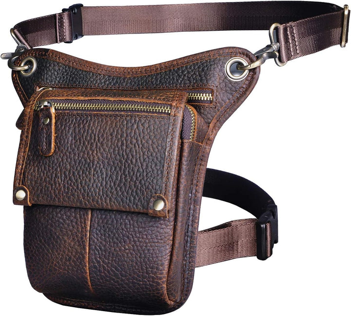 Le'aokuu Herren Echtes Leder Tasche Beinbeutel Beintasche Aussenbeintasche Beinbeuteltasche Reisen H