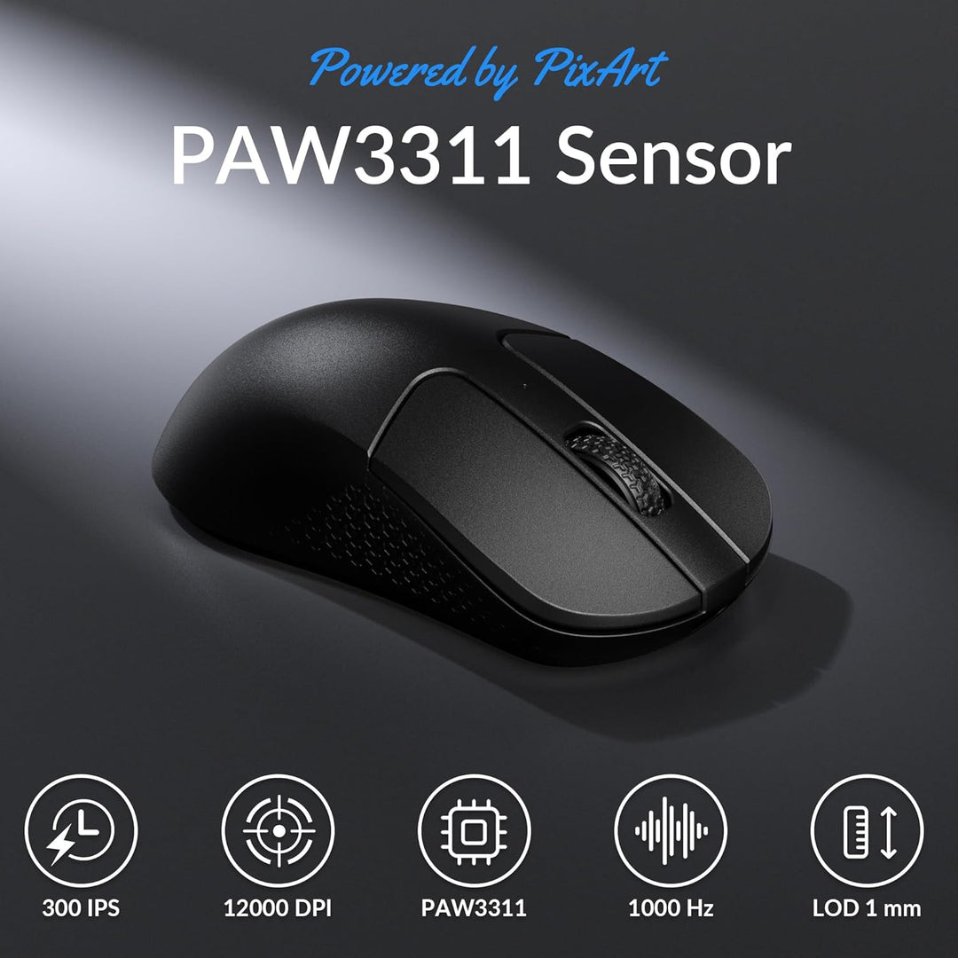 Keychron M3 Kabellose optische Maus, 2.4 GHz/Bluetooth 5.2, 1000 Hz, programmierbarer, PixArt 3311 S