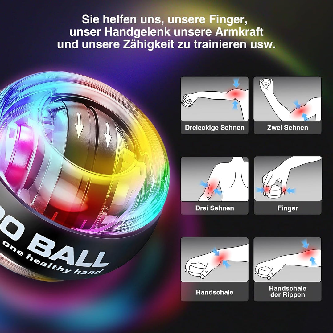 Gyroball,Handgelenktrainer-Ball,Handgelenkstärker,6-stufiger Widerstands/Lichtsteuerung,Gyroskopisch