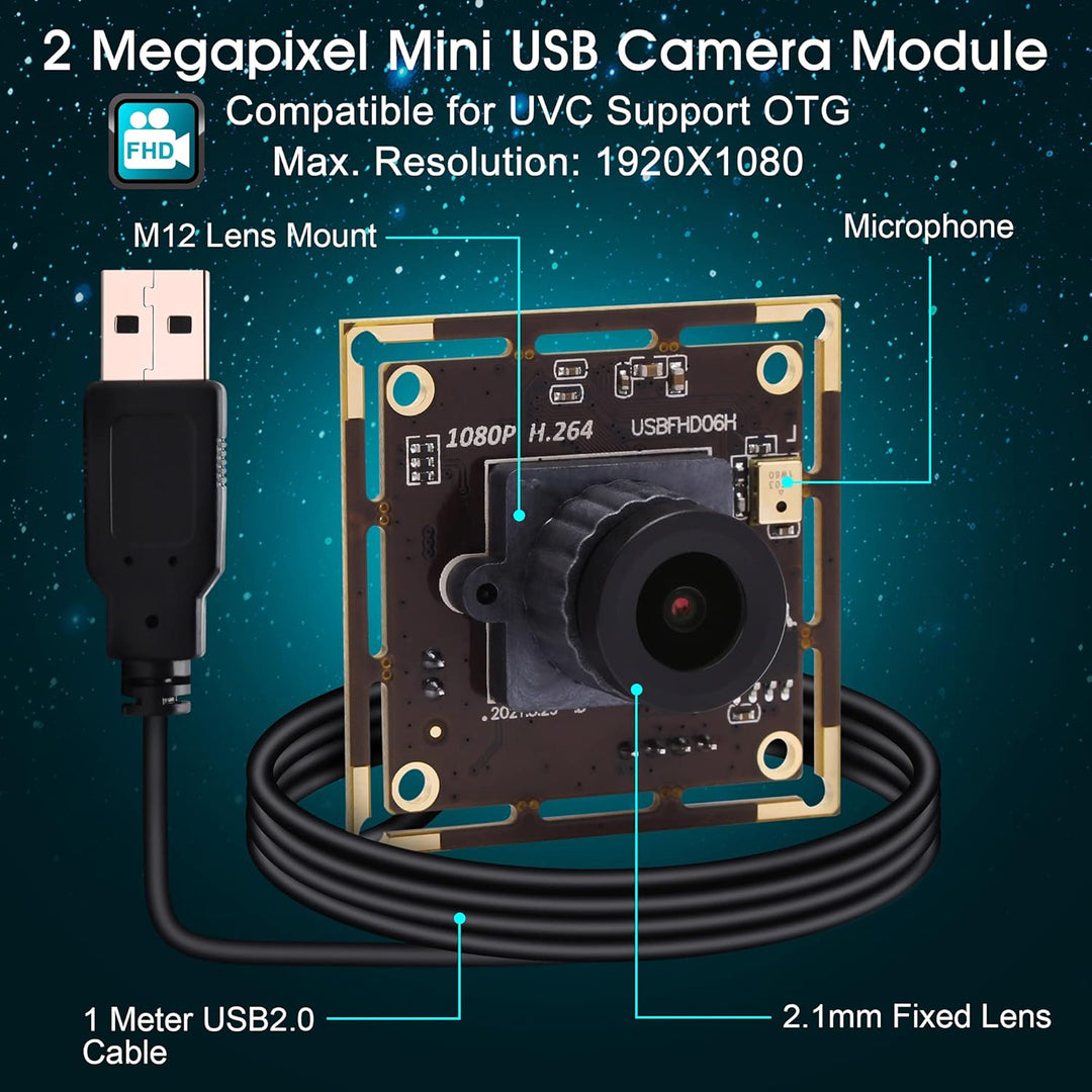 ELP 0.01Lux Kamera 1080P Webcam H.264 Low Light USB Camera Mini Kamera Modul (2.1mm Objektiv Kamera