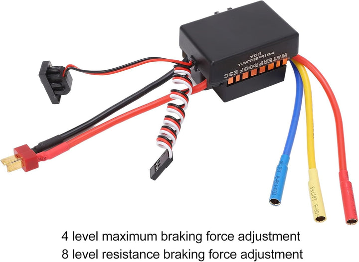 VGEBY RC Brushless ESC, RC Car Brushless ESC 60A Starker Stromwiderstand Wasserdicht Staubdicht für
