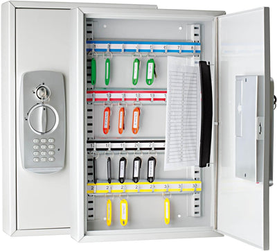 Wedo 10263237 Schlüsselschrank (für 32 Schlüssel, pulverbeschichtetes Stahlblech, mit modernem Elekt