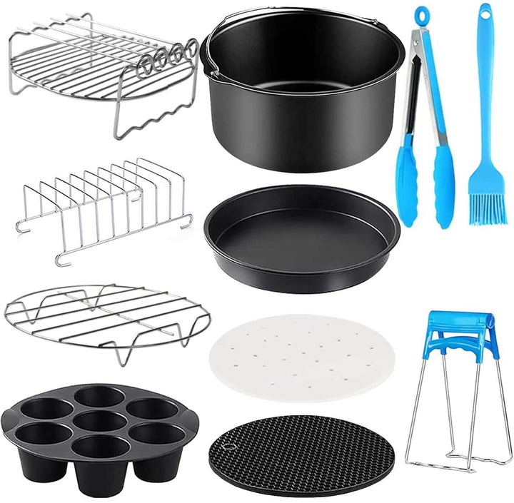 YINGRACE 8in Heissluftfritteuse Zubehör, 12 Stk Zubehörset fur Airfryer fritte usen fur Ninja 5,2L,