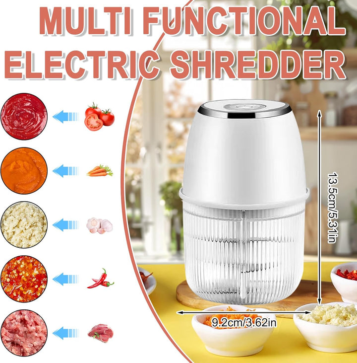 Elektrischer Küchenzerkleinerer, 350ML Zwiebelzerkleinerer Elektrisch, Tragbarer Mini-Zerkleinerer,Z