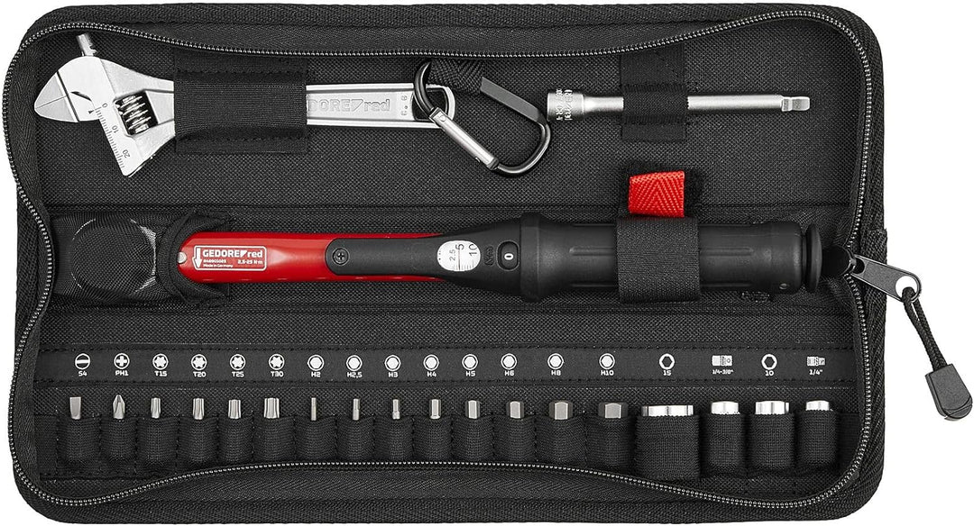 GEDORE red Fahrrad Werkzeugset Profi für die Werkstatt, 25-teilig, Rollgabelschlüssel, Bitschraubend