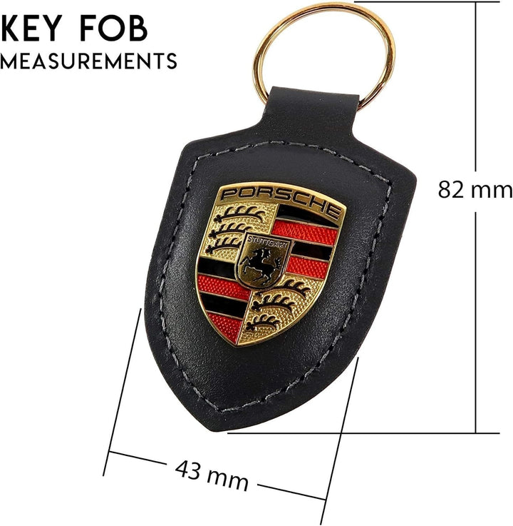 ORIGINAL Porsche Schlüsselanhänger SCHWARZ Leder mit Wappen WAP0500900E, Schwarz