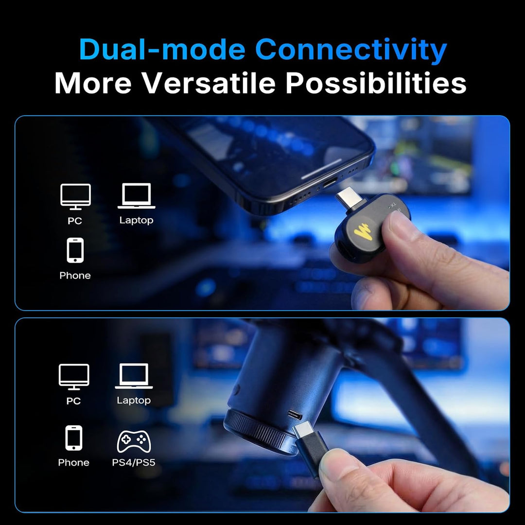 MAONO DGM20W Kabelloses Gaming Mikrofon für PC, 2,4 GHz Wireless & USB Streaming Mikrofon mit Geräus