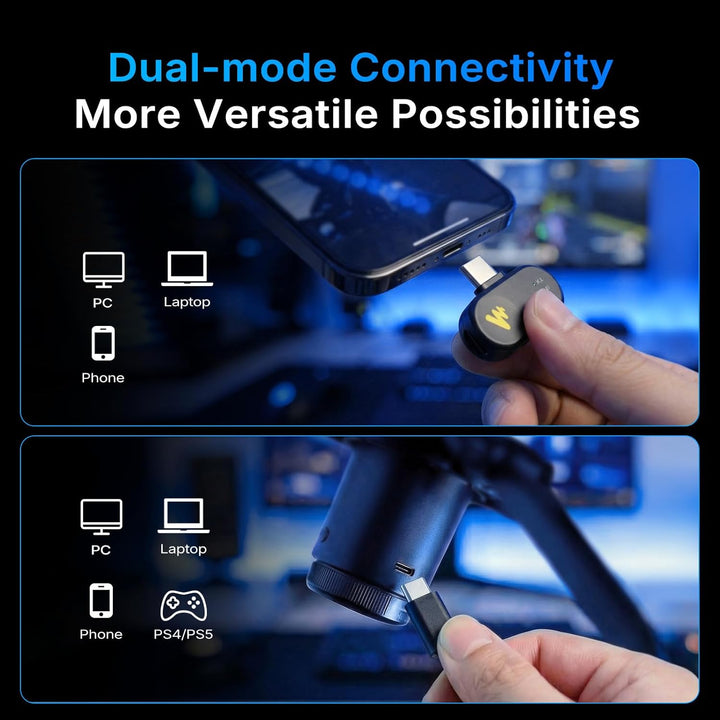 MAONO DGM20W Kabelloses Gaming Mikrofon für PC, 2,4 GHz Wireless & USB Streaming Mikrofon mit Geräus