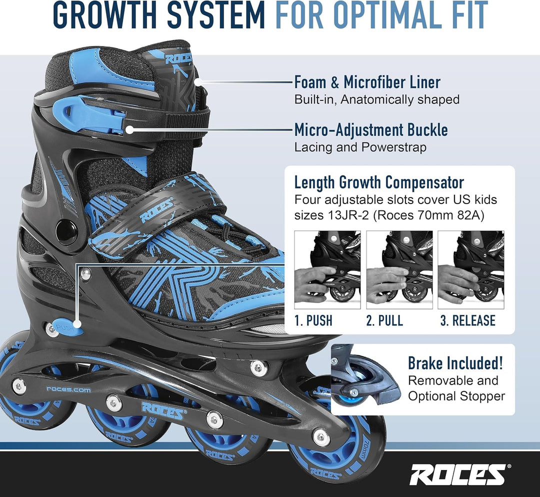 Roces Jokey 3.0 Inline Skate 38 Black-Astro Blue, 38 Black-Astro Blue