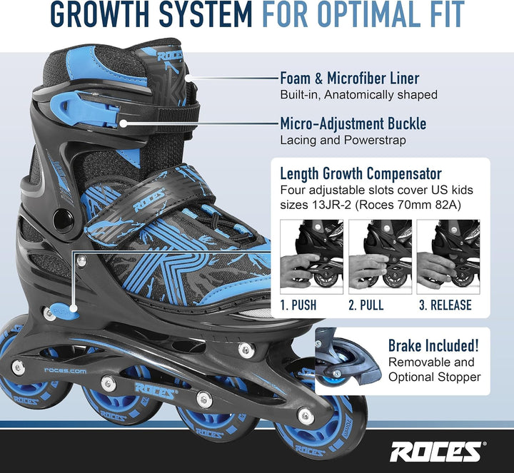 Roces Jungen Jokey 3.0 Boy Inline-Skates 38 black/aqua, 38 black/aqua