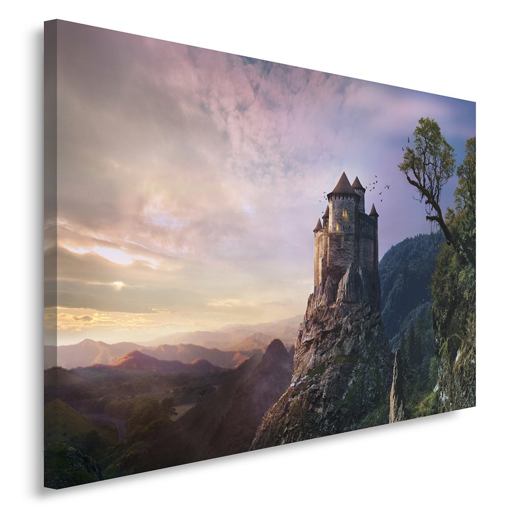 Feeby Bilder Landschaft Burg XXL 120x80 cm Wohnzimmer Schlafzimmer Büro Flur Küche Wandbilder Modern