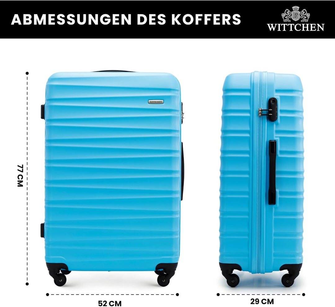 WITTCHEN Reisekoffer Rollkoffer Trolley Grosser Koffer Handgepäck Hartschale aus ABS mit 4 Spinner-R