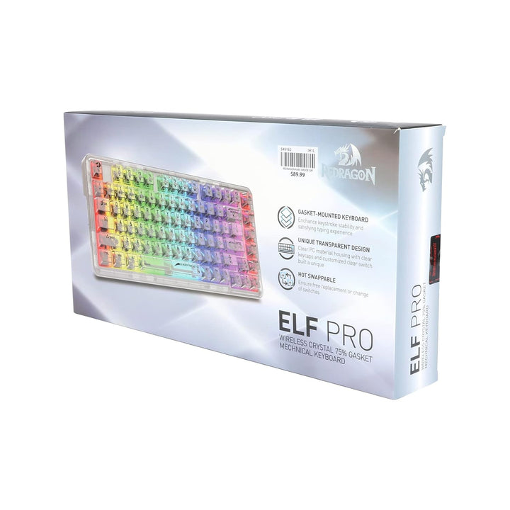 Redragon K649 PRO Gaming-Tastatur mit Dichtung, 3 Modi, 82 Tasten, volltransparente Hot-Swap-Mechani