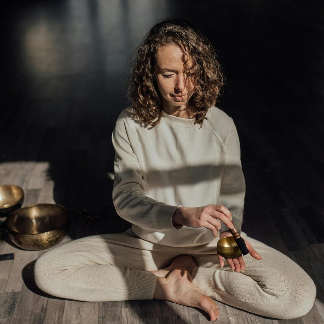 Tibetische Klangschalen Set Ø8cm, Klangschale klein für Yoga Meditation und Entspannung, Hand gehämm