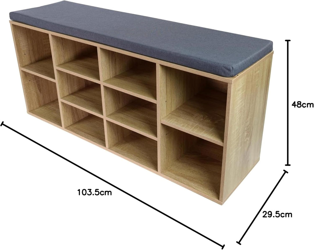 MOON HOME Schuhschrank mit Sitzkissen - Stardust Oak, aus FSC® Holz Faserplatte (MDF) mit Eichenopti