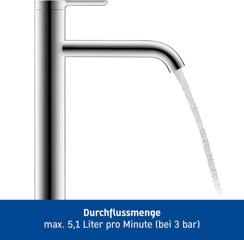 Duravit C.1 Waschtischarmatur, Grösse XL (Auslauf Höhe 233 mm). Wasserhahn Bad mit Zugstangen-Ablauf