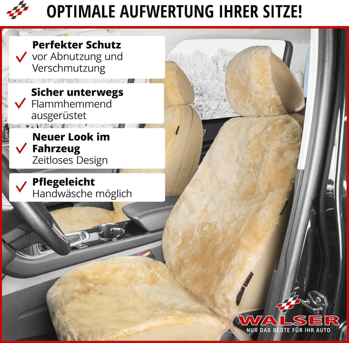 WALSER Autositzbezug Lammfell Lammfellbezug Autoschonbezug Lammfell beige 20019 Beige Standard, Beig