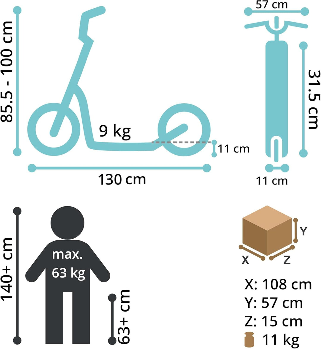 STAR SCOOTER Kinder Tret Roller ab 8 Jahre | City Kick Scooter Luftreifen Höhenverstellbar 16 Zoll N
