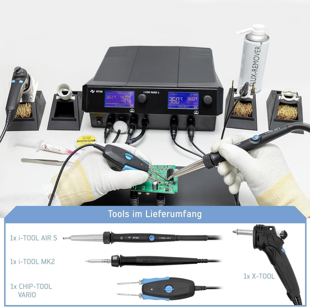 ERSA i-CON VARIO 4 MK2 ESD Mehrkanal Löt- und Entlötstation 500 Watt mit i-TOOL AIR S + i-TOOL MK2 +