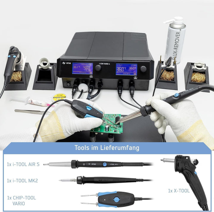 ERSA i-CON VARIO 4 MK2 ESD Mehrkanal Löt- und Entlötstation 500 Watt mit i-TOOL AIR S + i-TOOL MK2 +