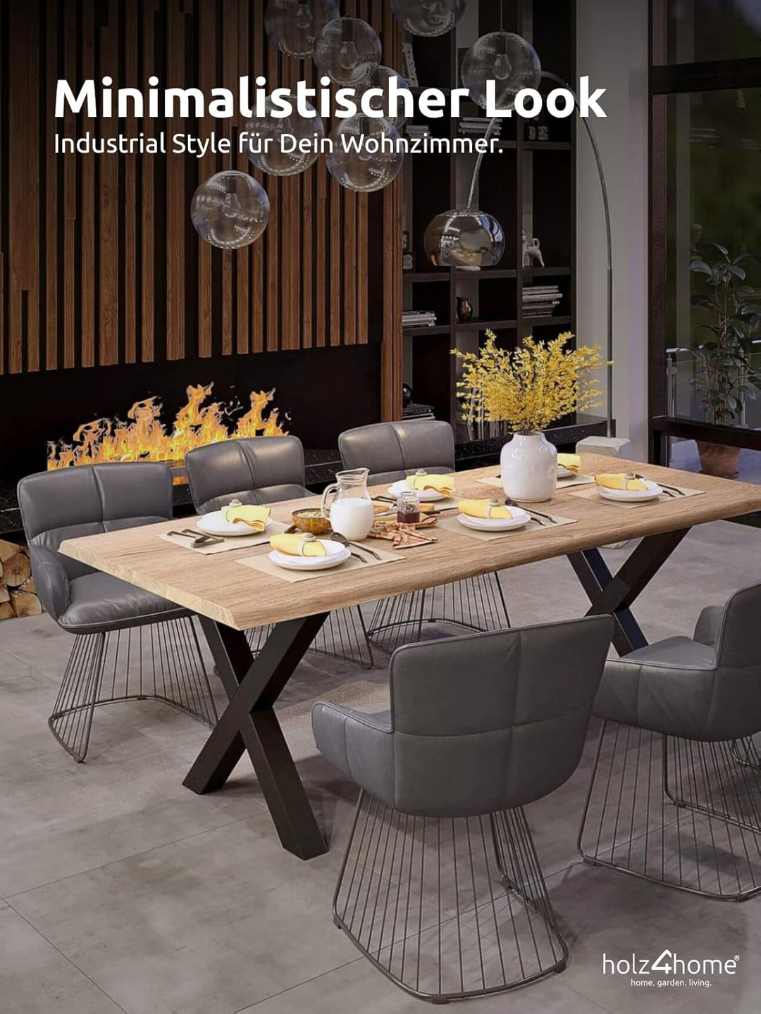 holz4home® Hora X-Tischbeine 1 Paar (2 Stück) in Schwarz Pulverbeschichtet I Höhe: 78 cm I Universal