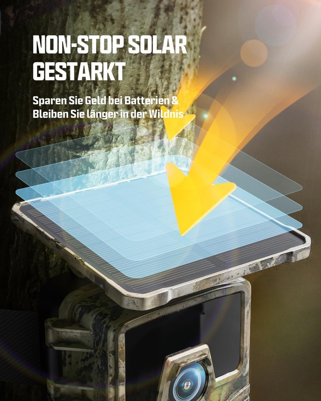 CEYOMUR Solar Wildkamera 4K 30fps, 46MP Wildkamera WLAN Bluetooth, 120° Erfassungs Winkel Bewegungsm