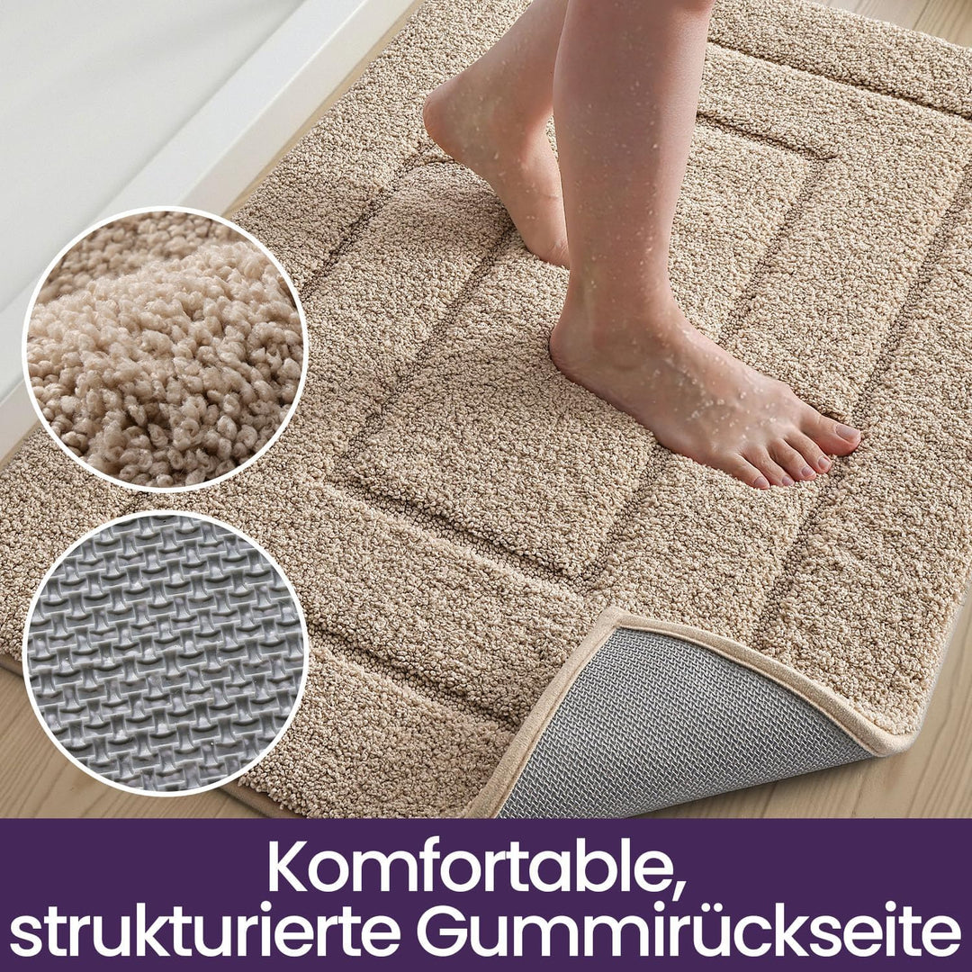 DEXI Badematte rutschfeste, weicher Mikrofaser Badezimmerteppich, saugfähiger Badteppich, maschinenw