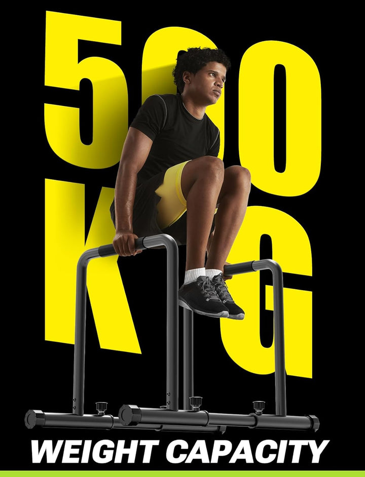 Yoleo Verstellbare Dip Barren – 500 kg Dip-Station, tragbar, funktional, Fitness-Bar mit Sicherheits