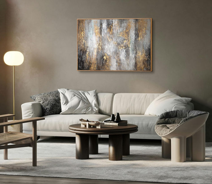 YS-Art XXL Abstrakt Acryl Gemälde auf Leinwand mit Rahmen Milchstrasse III handgemalte Wandbilder Wo