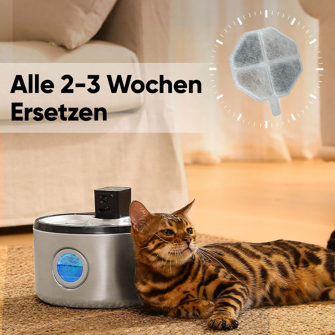 FUKUMARU Trinkbrunnen Filter 9pcs für 4.5L Edelstahl Katzenbrunnen, aus hochdichtem Schwammfilter, A